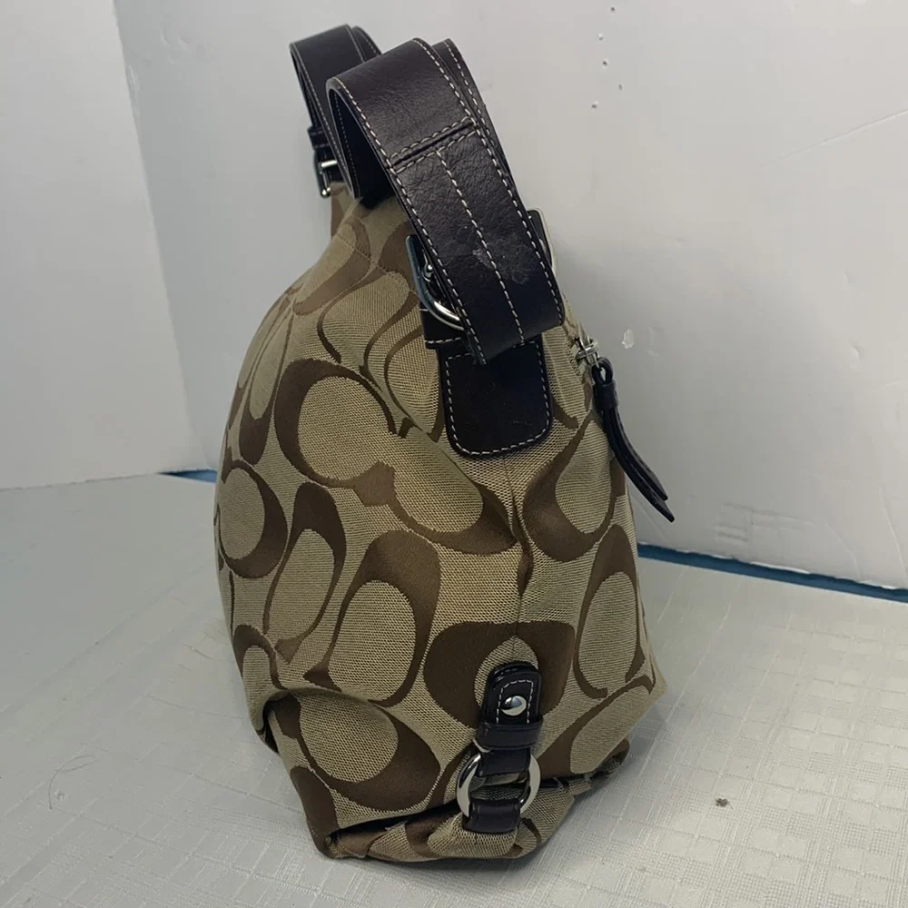 24CM SIGNATURE DUFFLE (COACH F15067) SILVER/KHAKI/MAHOGANY